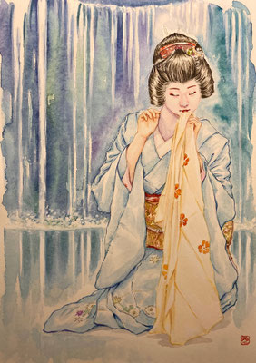 52：若柳流「宇治茶」十連作『糸滝』宮川町（18×26㎝）