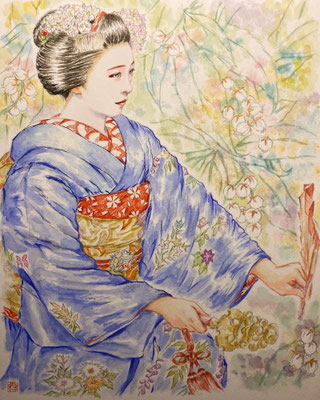 42：若柳流「姫三社」宮川町（馬酔木の景）（18×26㎝）