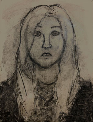 Lina SELBST Ölkohle auf Karton 62,6 x 47,7 cm | Foto: Günter Wintgens