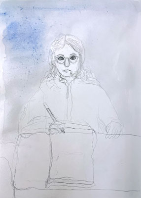 Lara SELBST Bleistift, Aquarellfarbe auf Papier 29,7 X 21 cm | Foto: Günter Wintgens