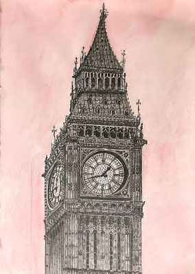 Linda BIG BEN Bleistift, Aquarellfarbe auf Papier 42 x 29,7 cm | Foto: Günter Wintgens