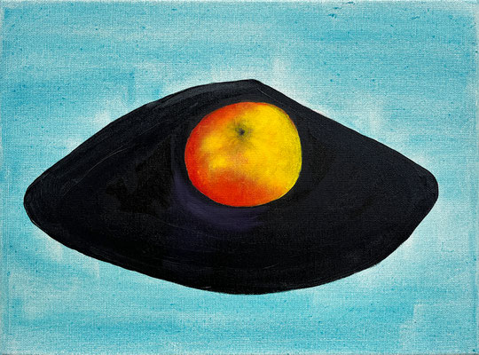 Gitta DES APFELS HEIMLICHKEIT Ölfarbe auf Leinwand  30 x 40 cm  | Foto: Günter Wintgens
