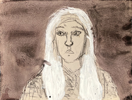 Lina SELBST Ölkohle auf Karton 62,6 x 47,7 cm | Foto: Günter Wintgens
