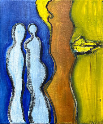 »Paar« von Gitta, Ölfarbe auf Leinwand 30 x 20 cm