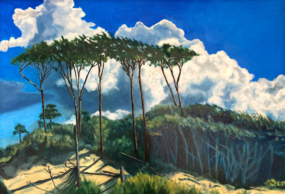 Monika Halverscheid »Wolken am Darßstrand« 2023 Ölfarbe auf Leinwand 60 x 90 cm Foto: Monika Halverscheid