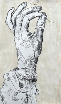 Karin HAND_AD Zeichenkohle, Gouachefarbe auf Papier 100 x 60 cm | Foto: Günter Wintgens