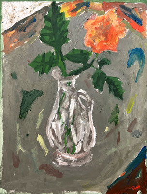 Sami VASE MIT KUNSTROSE SCHNELL Ölfarbe auf Pappe  62,6 x 47,7 cm | Foto: Günter Wintgens