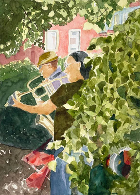 Karin GRÜNFLÄCHEN-UNTERHALTUNG Aquarell 42 x 30 cm | Foto: Günter Wintgens