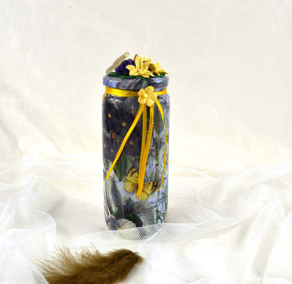 Geschenkverpackung aus Glas. Dekoglas (Nr. 4) blau-gelb