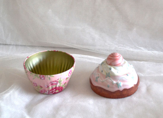 Blechdose Cupe Cake rosa, Deckel rosa
