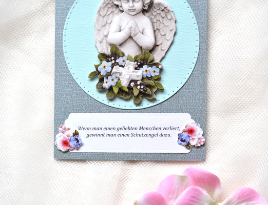 Trauerkarte (13) blau-grau mit Engel 