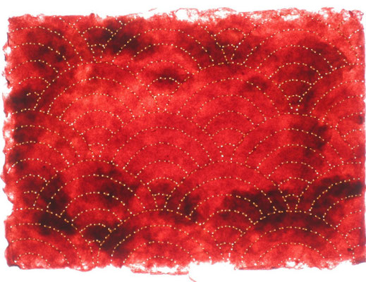 Gestickte Papierarbeit von Doris Arndt