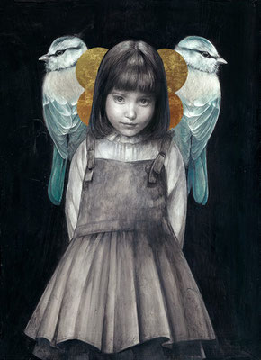 遅野井梨絵 「大きな瞳」 油絵・油彩画 絵画 遅野井梨絵 『大きな瞳』 油彩画 - 北海道画廊