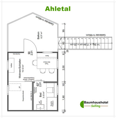 Grundrisszeichnung Baumhaus Ahletal