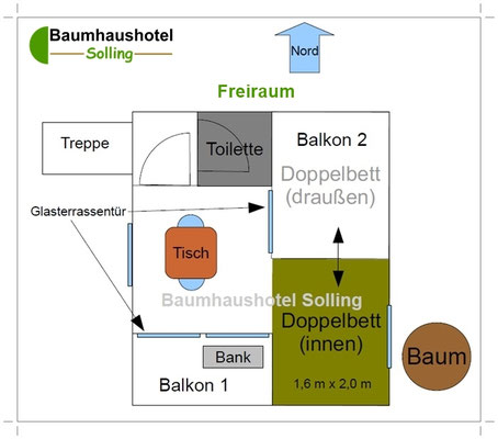 Grundriss des Baumhauses Freiraum