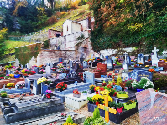 "Le cimetière de Oissel" Photo façon tableau peinture Serge Faure
