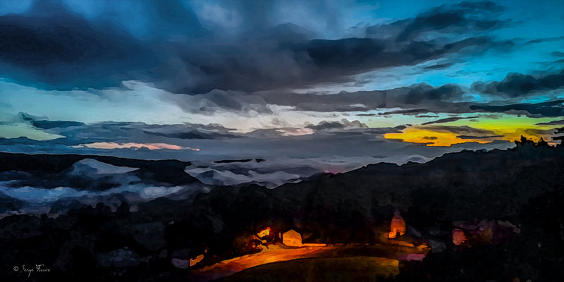 Coucher de soleil à Murat-le-Quaire - Massif du Sancy - Auvergne - France
