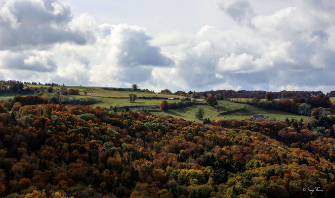 Paysage automnal entre la Bourboule et St Sauves d'Auvergne (côté Charlannes) - Massif du Sancy - Auvergne - France