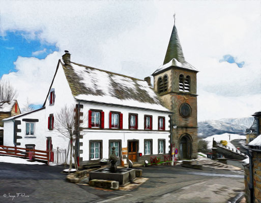 La maison d'hôte de la fontaine à Murat le Quaire - Façon tableau - Massif du Sancy - Auvergne - France