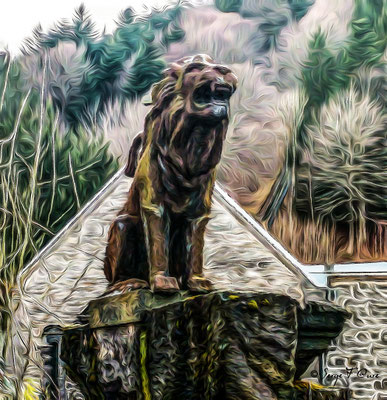 Le lion du Mont-Dore, trônant devant le temple - Massif du Sancy - Auvergne - France. Façon photo tableau 🎨