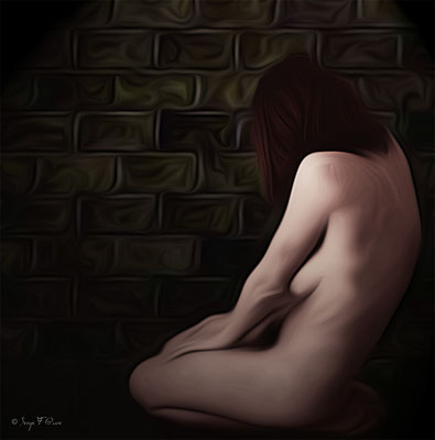 "La songeuse" Photo façon tableau peinture Serge Faure