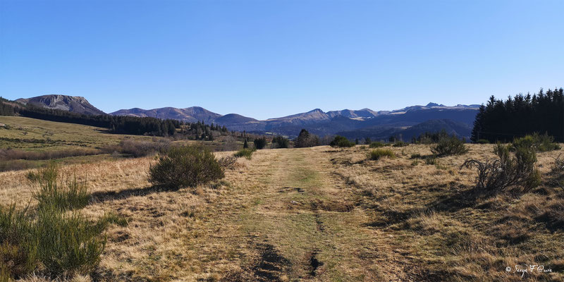 Les sommets du Massif du Sancy vus du chemin du haut à Murat le Quaire - Auvergne - France