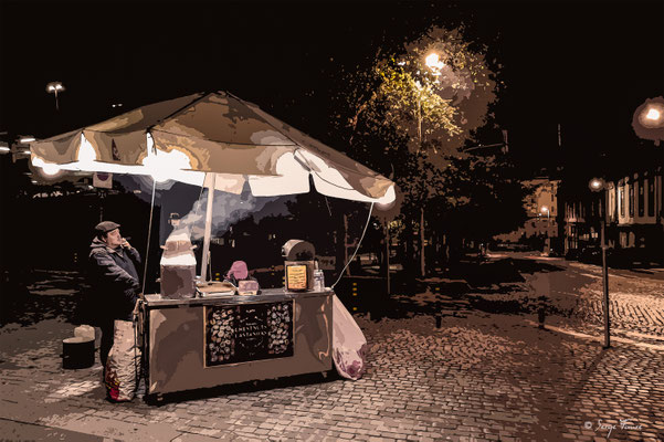 Le grilleur de châtaigne à Porto - Façon tableau - Portugal