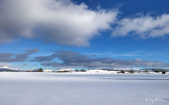 Le Massif du Sancy dans son immensité, revêtu de blanc (vu de Tauves) - Auvergne France