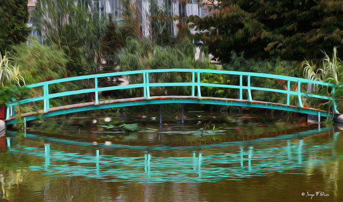 Photo façon tableau peinture Serge Faure (Pont japonnais façon Monet)