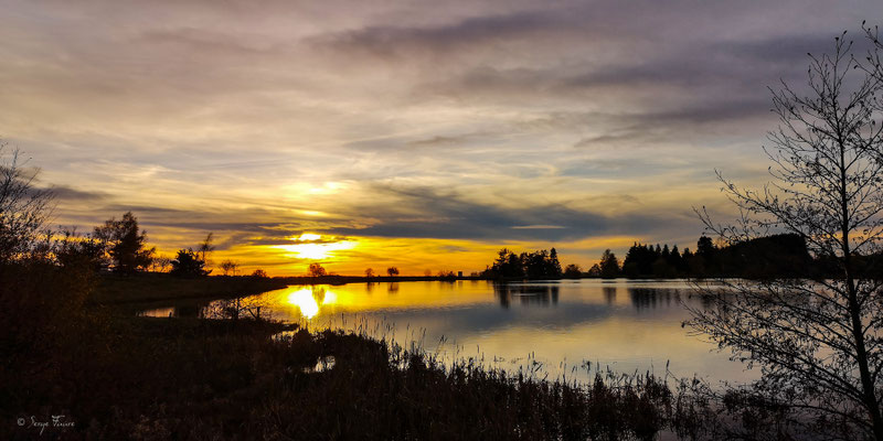 Coucher de soleil sur le lac du pré Cohadon de Murat le Quaire - Massif du Sancy - Auvergne - France