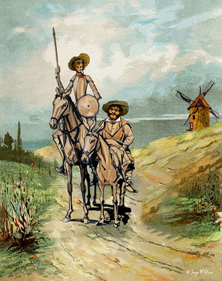 Don Quichotte et Sancho Pança - Photo façon tableau peinture Serge Faure