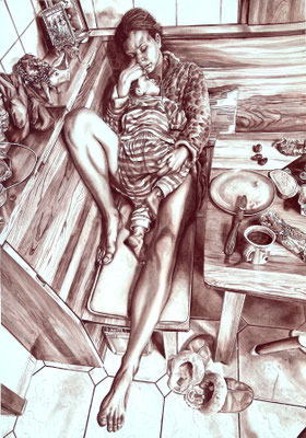 "One more cup of coffee", 153 x 101 cm