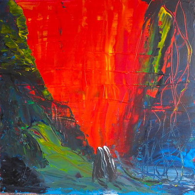 Red Canyon, abstrakt, Acryl auf Leinwand, 50 x 50 cm
