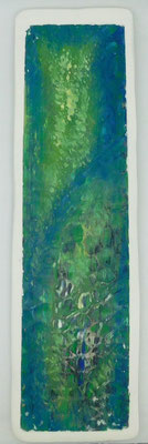 Grüne Variationen, abstrakt, Acryl auf Wabenpappe, 20 x 50 cm