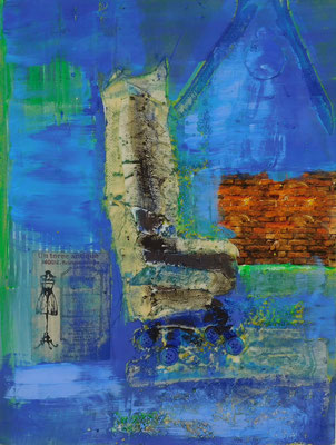 Cozy Chair, abstrakt, mixed media auf Papier, 60 x 50 cm