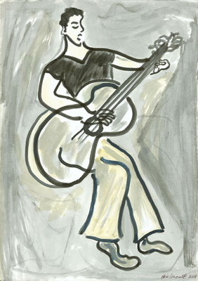 Sergio big guitar, ink on paper, 29.7 x 42cm, Rome, 2009.