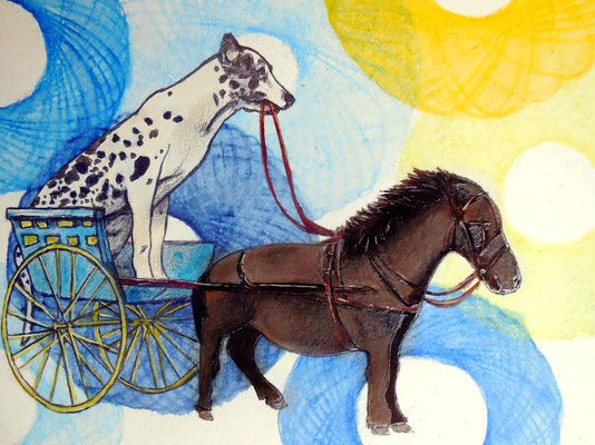 Smallest horse of the world - Aquarell, Acryl, Bleistift auf Bütten Papier, 12 x 17 cm; 2013 (sold)
