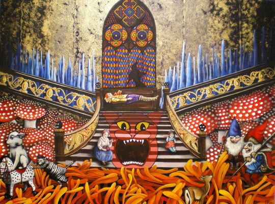 HOME OF THE BRAVE Acrylic, Goldbronze on canvas 120 x 160 cm; 2009 (sold)