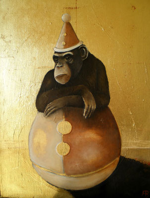 GENUG IST GENUG Acryl, Blattgold auf Leinwand, 40 x 30 cm, 2010 (sold)