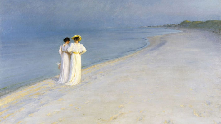 „Sommerabend am Südstrand von Skagen“ (1893 von P.S. Krøyer gemalt)