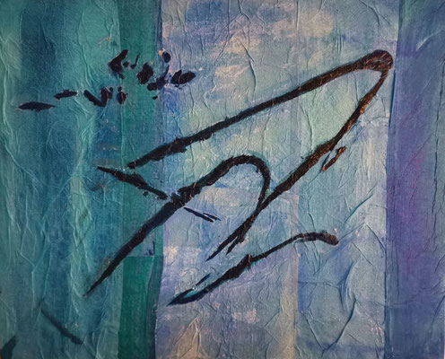 MARE 18, Papierschichten, Acryl, 25x31cm, 2023