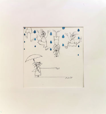 Bleistiftzeichnungen: "It´s raining men"..., Mischtechnik, 2024