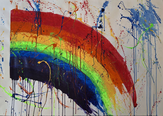Regenbogen, Acryl auf Papier, 68 x 98 cm, 2025