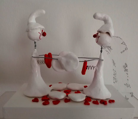 Auftragsarbeit: Herzschlümpfe", Fymo, Hochzeit, SOLD