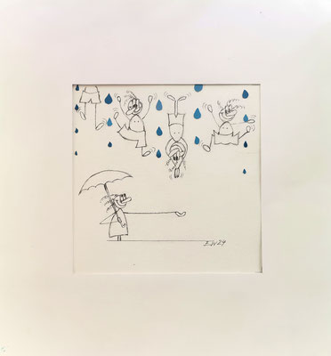 It´s raining men, hallelujah, mixed media, 12x12 cm, frame 25x25 cm, 2024