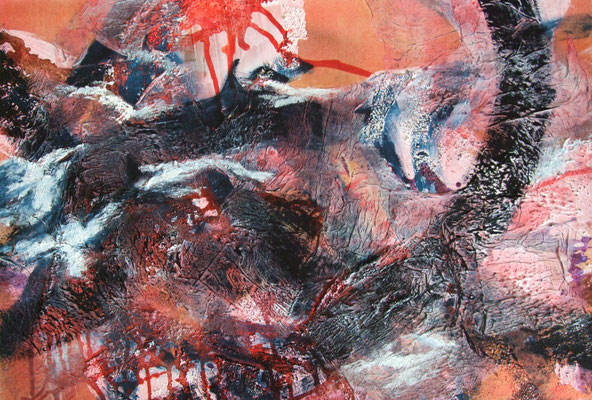Vielschichtige Welt, 70x100, Mischtechnik in Acryl auf Papier