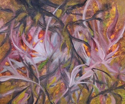 Blühen auf sandigem Boden, 50x60, Öl auf Leinwand
