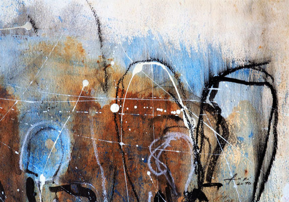 Rostmixtechnik auf Aquarellpapier
