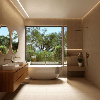 luxury bathroom interior rendering for residential architecture project - Dionis Studio