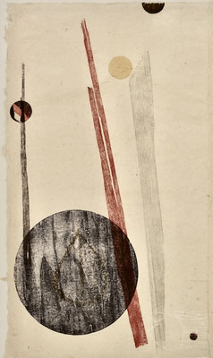 4. houtsnede in gemengde techniek, 1 Verbinden, 102x60 cm  unica